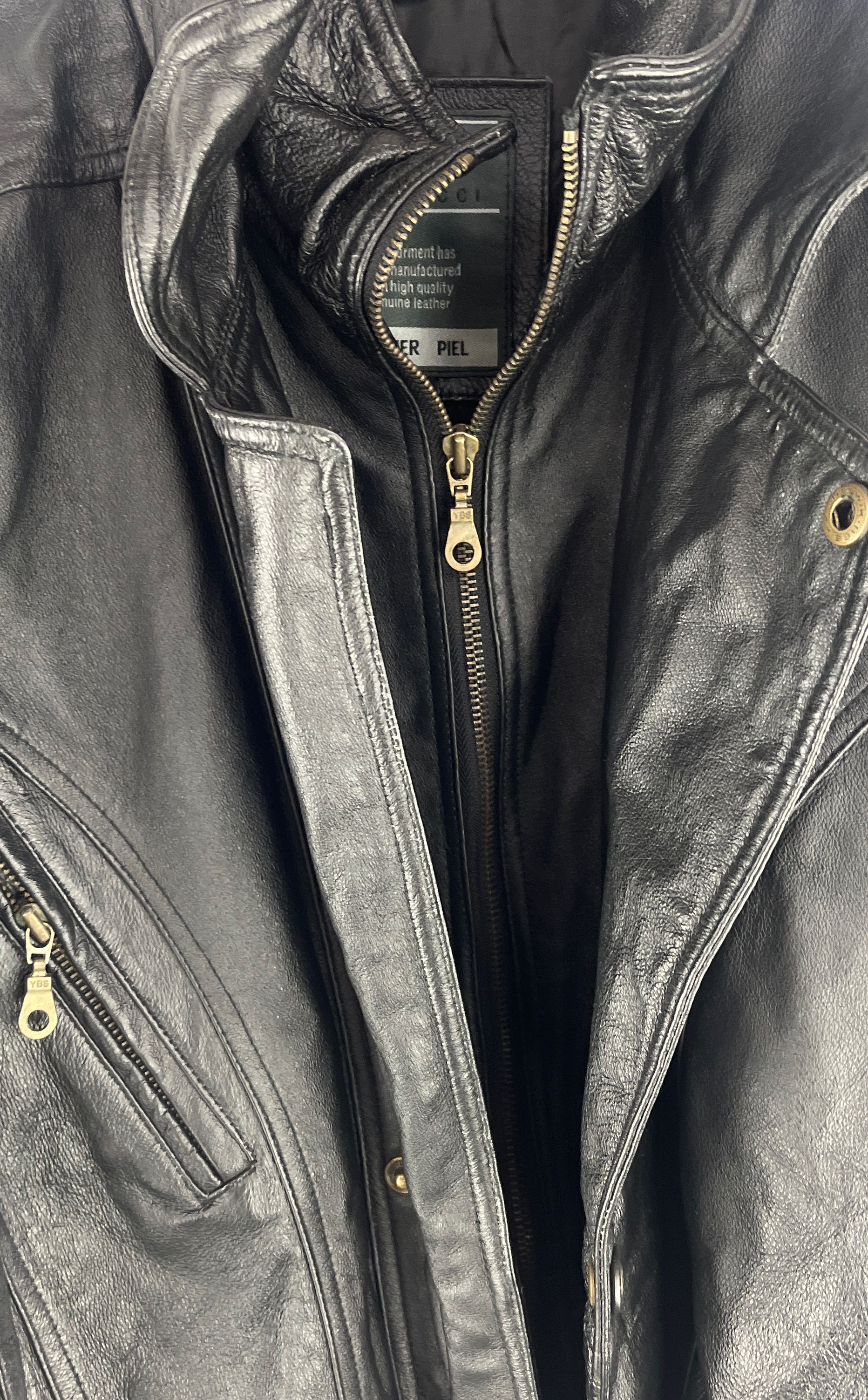 Sergio Vadducci Men's Black Leather Jacket Size L Zip Removable Lining