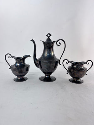 Antique Colonial Silver Co Quadruple Plate 3-Piece Tea Set, Pattern 1668