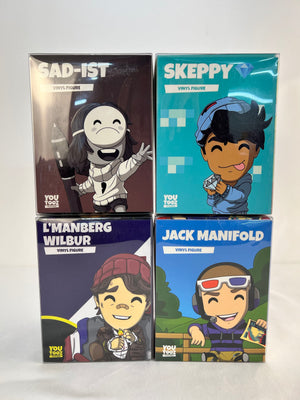 Youtooz Vinyl Figures Lot of 4: Skeppy, Jack Manifold, L'Manberg, Wilbur Sad-Ist
