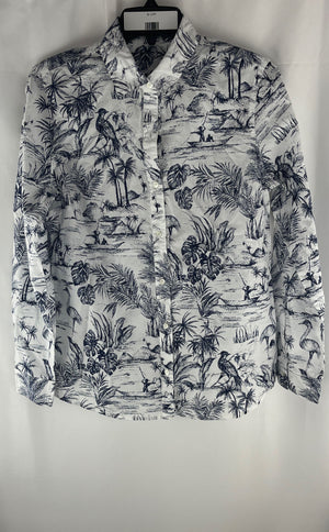 J.McLaughlin White/Navy/Floral Long Sleeve - Size Small