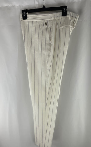 Tommy Hilfiger Women's Classic White W/Black Striped Pants Elastic Size 8 NWOT