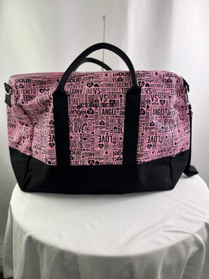 Victoria's Secret PINK Canvas Weekender Duffle Bag Pink & Black NEW