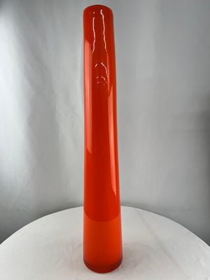 24" Tall Orange Cased Glass Slim Tapered Vase