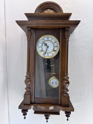 Vintage Spiegel Regula 31 Day Wall Clock Wood Case Pendulum Korea UNTESTED