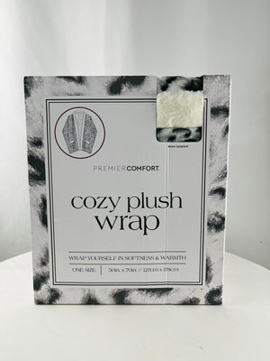 Premier Comfort Cozy Plush Snow Leopard Blanket Wrap One Size 50"x 70" NIB