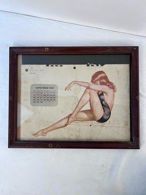 Vintage Original 1940s Esquire Calendar Vargas Pinup September 1947 Framed