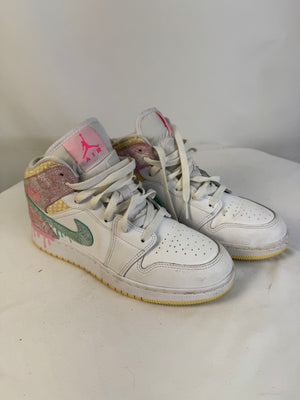Nike Air Jordan 1 Mid SE GS Paint Drip Ice Cream DD1666-100 Size 6.5Y / Womens 8