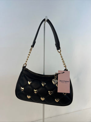 Juicy Couture Colorful Love Shoulder Bag Black Quilted Heart Bag NWT $79