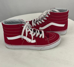VANS Sk8 Hi Canvas Red White Men's Skate Shoes Classic Skateboarding Size 9