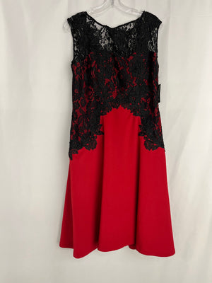 Melrose Red Black Sheer Contrast Lace Cocktail Dress Women's Size 6 NWT