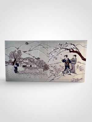VTG 1981 International Printworks Fabric Wall Hanging Asian Landscape Art 50x26