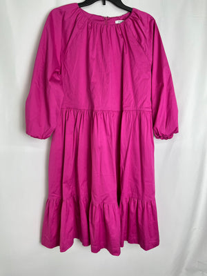 Chico's Poplin Balloon Sleeve Dress in Bahamian Pink Women's 12 NWT