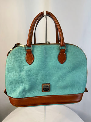 Dooney & Bourke Aqua Mint Pebble Leather Zip Zip Satchel Crossbody Handbag