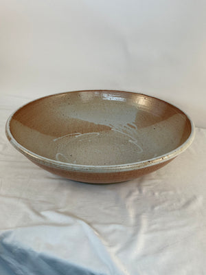 Studio Art Pottery Large Dough Bowl Dish Glazed Stoneware 21.5" Centerpiece
