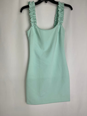 Likely Elana Mini Bodycon Ruffle Sleeve Dress in Aqua Size 2 NWT