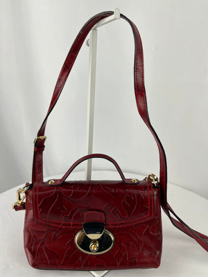 Valentina Embossed Dark Red Crossbody Purse