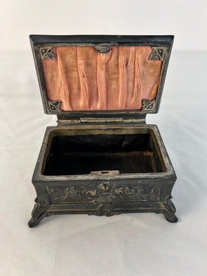 Antique Art Nouveau Weidlich Brothers Mfg. Co. Spelter Metal Jewelry Casket Box