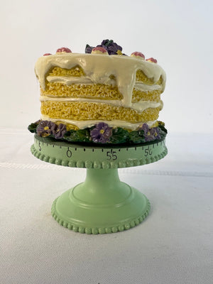 Boston Warehouse Tick Tock Mechanical Timer, Vintage Floral Cake Stand