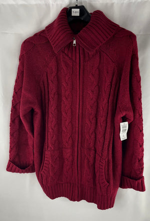 Torrid Women's Red LS Cable Zip Up Shaw Sweater Size 2X NWT MSRP $96