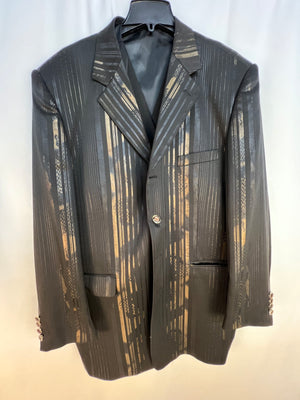 Falcone Super 100s Men Jacket & Vest Sport Coat Black with Gold Accents Size 48L