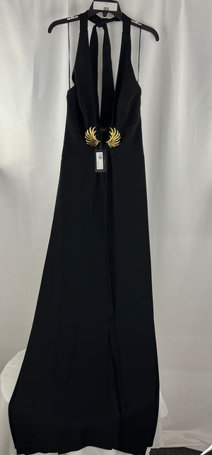 Ramy Brooks NY Black Jenie Gown W/Tie Neck Size 6 NWT MSRP $625