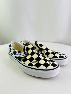 Vans Classic Slip-On Big Check Black Navy Skate Shoes Unisex Men 6 Women 7.5 NIB