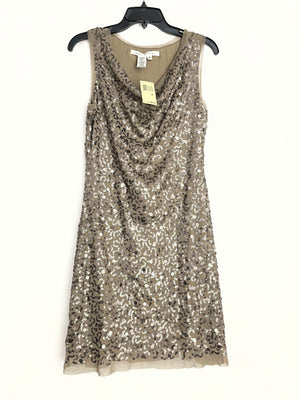 Max Studio Sequin Cowl Neck Sleeveless Mini Dress in Metal Women's M NWT