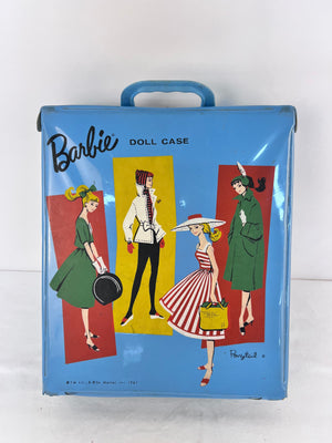 Vintage 1961 Mattel Barbie Ponytail Doll Carry Case Blue Vinyl