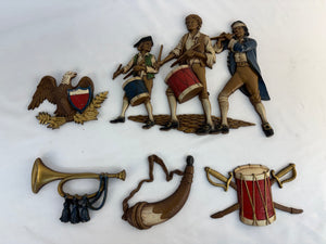 Vintage Sexton Patriotic Wall Plaque Set 5pc Spirit of 76 Bicentennial Americana