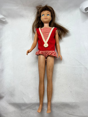 Vintage Skipper Doll Mattel Brunette 1960s in Original Swimsuit