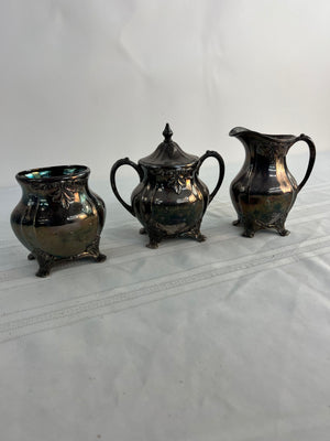 Chatelaine By Community Oneida Silverplate Creamer & Sugar Bowl + Waste Bowl Set