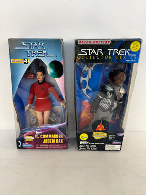 Star Trek Playmates 9" Figure Lot - Jadzia Dax (NIB) & Worf Ritual Attire (OB)