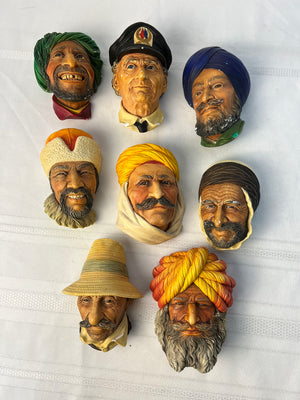 Vintage Bossons Chalkware Heads Lot of 8 Retired 1960's
