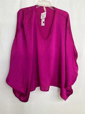 Tyche Fuchsia Hammered Satin Blouse Women's Large NWT Gibson Girl Boutique
