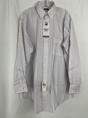 IZOD Long Sleeve Plaid Dress Shirt Big 18 34/35 NWT Quick Dry
