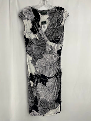 Lauren Ralph Lauren Essentials Navy & White Floral Faux Wrap Dress Size 10 NWT