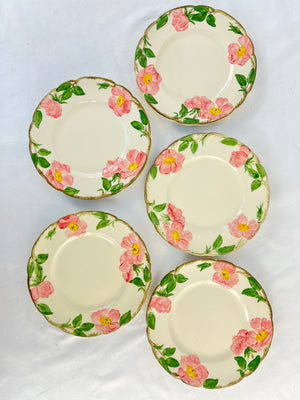 Vintage Franciscan Earthenware Desert Rose 8” Salad Plates Set of 5
