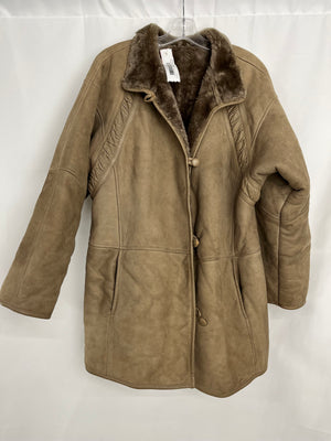 Vintage Mibet Gray Shearling Leather Coat Women's Size 46