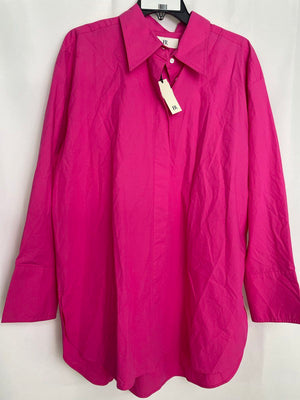 BR Banana Republic The Oversized Shirt Button Up Poplin Pink Women Large NWT