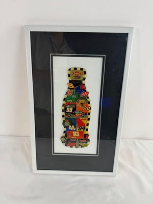 1999 Coca Cola NASCAR Bottle Pin Set Framed 17x11 Metal Sign Earnhardt 3 Stewart
