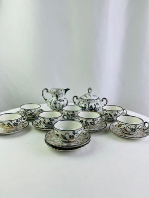 RARE Vintage Bavaria Germany White Silver Floral Demitasse 18pc Espresso Set