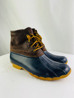 Sperry Saltwater Duck Boots Women's Size 11M in Brown & Navy