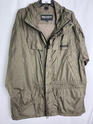 Timberland Performance Olive Green Nylon Hooded Lightweight Men's Jacket Medium