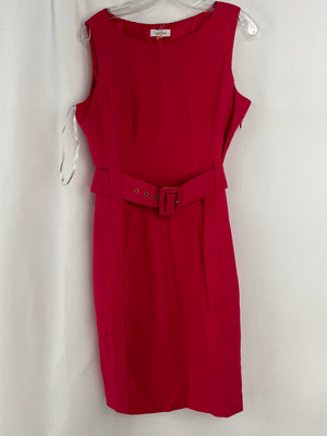Calvin Klein Vintage Hot Pink Sleeveless Chunky Belt Dress Size 10