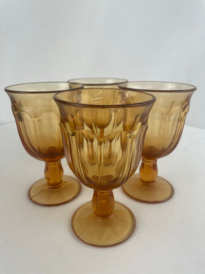 Vintage 4oz Noritake Provincial Amber Midcentury Drinking Glasses Set of 4