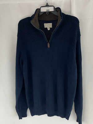 Field & Stream Men's Size L 1/4 Zip Up Navy Blue Sweater Pullover