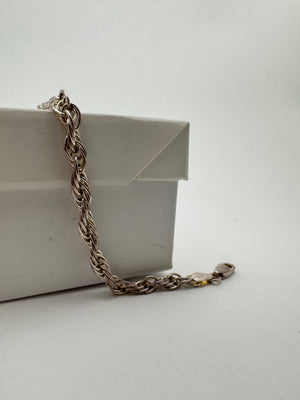 925 Sterling Silver Bracelet 6.6g Twisted Rope Chain 7 in.