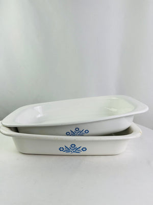 Corning Ware Blue Cornflower Casserole/Roasting Pans | P-21 & A-21