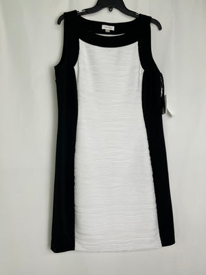 Calvin Klein Black/White Textured Colorblock Sheath Dress Size 14 NWT