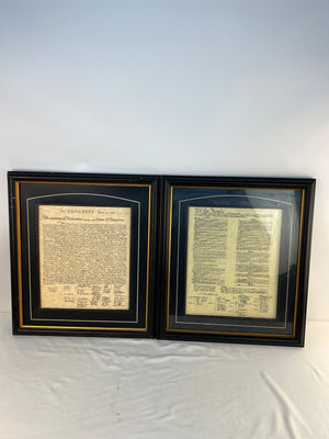 US Constitution & Declaration of Independence Framed Wall Art Set 21x24